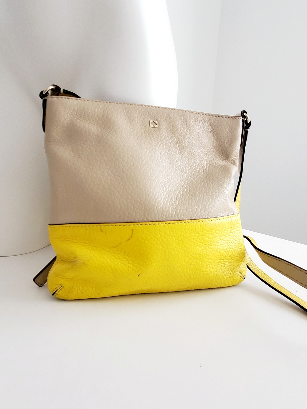 kate spade Beige and Yellow Leather Colorblock Crossbody